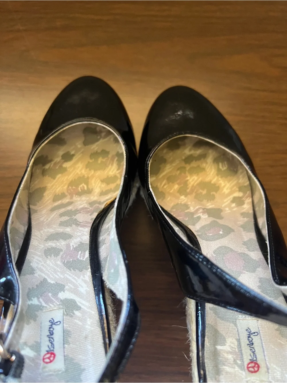 Olsenboye Black Platform Slingback Wedges - Size 8